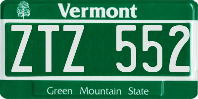 VT license plate ZTZ552