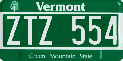 VT license plate ZTZ554
