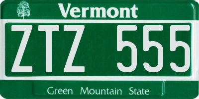 VT license plate ZTZ555