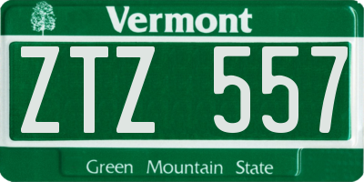 VT license plate ZTZ557