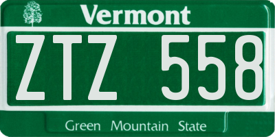 VT license plate ZTZ558