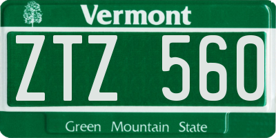 VT license plate ZTZ560