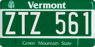 VT license plate ZTZ561
