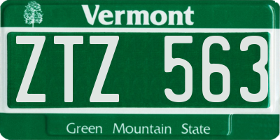 VT license plate ZTZ563