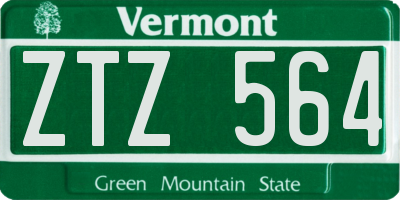 VT license plate ZTZ564