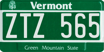 VT license plate ZTZ565