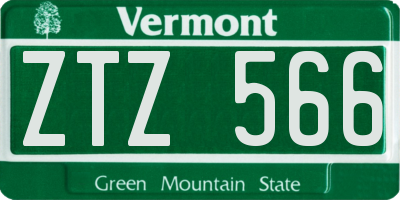 VT license plate ZTZ566