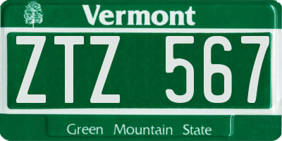 VT license plate ZTZ567