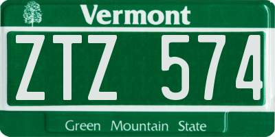 VT license plate ZTZ574