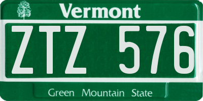VT license plate ZTZ576