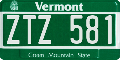 VT license plate ZTZ581