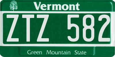 VT license plate ZTZ582