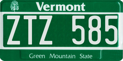 VT license plate ZTZ585