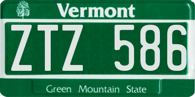 VT license plate ZTZ586