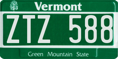 VT license plate ZTZ588
