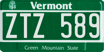 VT license plate ZTZ589