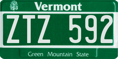 VT license plate ZTZ592