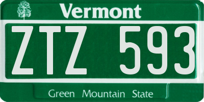 VT license plate ZTZ593