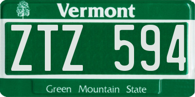 VT license plate ZTZ594