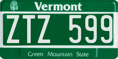 VT license plate ZTZ599