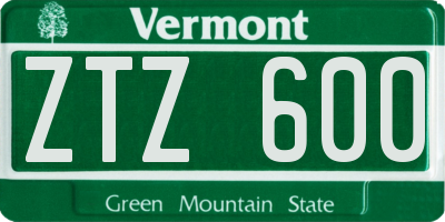 VT license plate ZTZ600