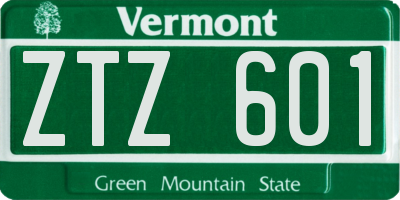 VT license plate ZTZ601