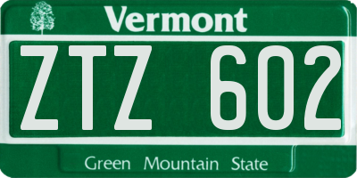 VT license plate ZTZ602