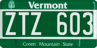 VT license plate ZTZ603