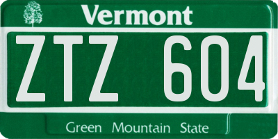 VT license plate ZTZ604