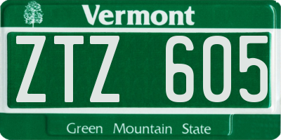 VT license plate ZTZ605