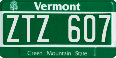 VT license plate ZTZ607