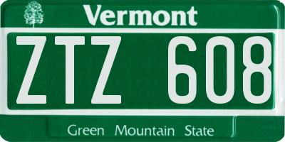 VT license plate ZTZ608