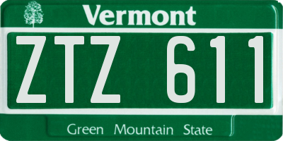 VT license plate ZTZ611