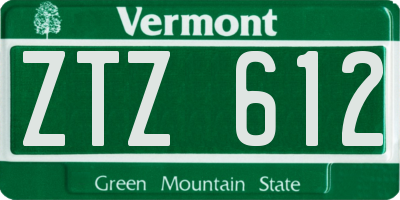 VT license plate ZTZ612