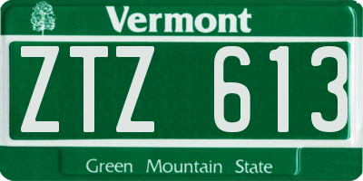 VT license plate ZTZ613