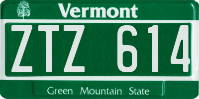 VT license plate ZTZ614