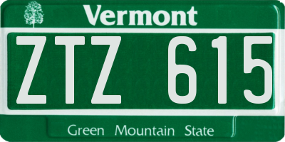 VT license plate ZTZ615