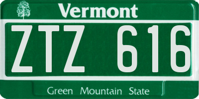 VT license plate ZTZ616