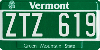 VT license plate ZTZ619