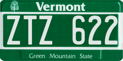VT license plate ZTZ622