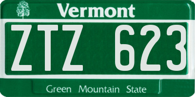 VT license plate ZTZ623