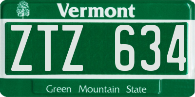 VT license plate ZTZ634