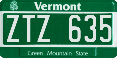 VT license plate ZTZ635