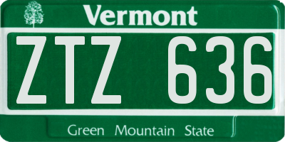 VT license plate ZTZ636
