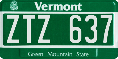 VT license plate ZTZ637