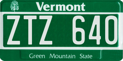 VT license plate ZTZ640