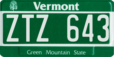VT license plate ZTZ643