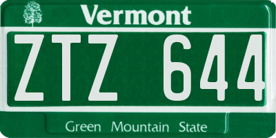 VT license plate ZTZ644