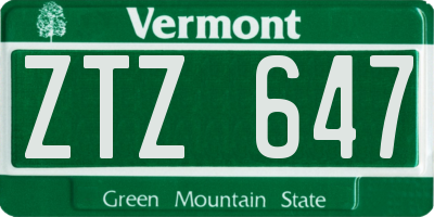 VT license plate ZTZ647
