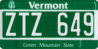 VT license plate ZTZ649